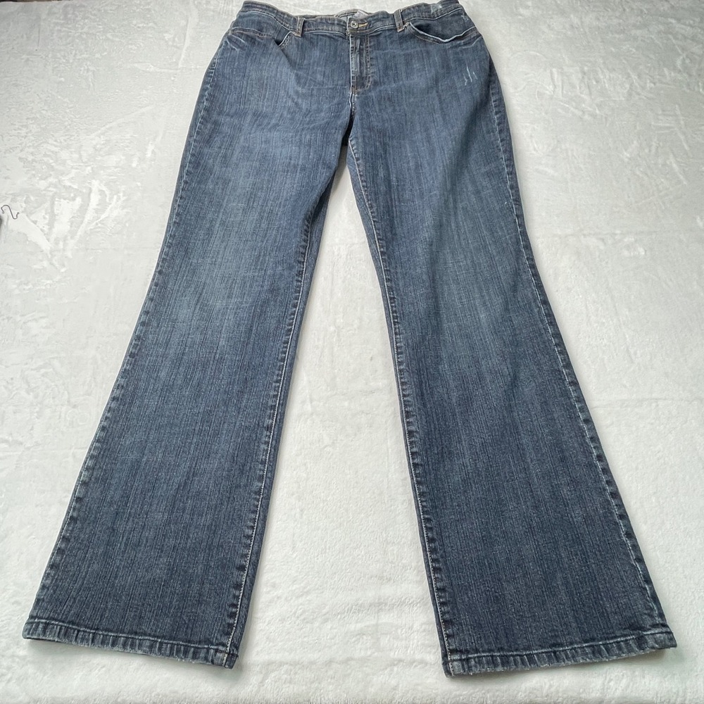 Chicos Platinum Womens Bootcut Jeans Dark Wash High Rise Size 2.5 Regular 14/16